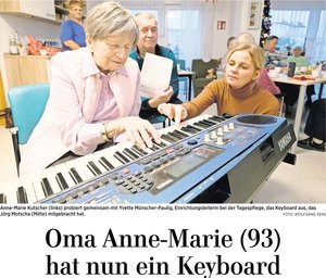 Oma Anne-Marie (93) hat nun ein Keyboard